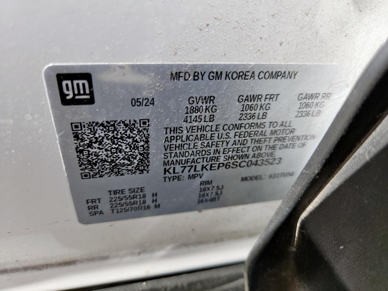 2025 Chevrolet Trax Activ VIN: KL77LKEP6SC043523 Lot: 84549705