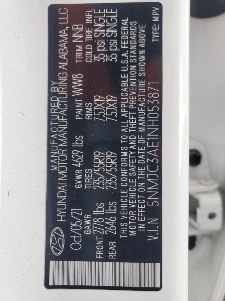 2022 Hyundai Tucson Sel VIN: 5NMJC3AE1NH053871 Lot: 70307205