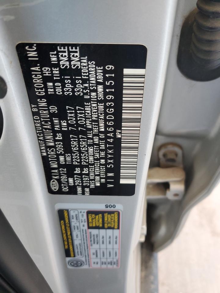2013 Kia Sorento Lx VIN: 5XYKT4A66DG391519 Lot: 80539165