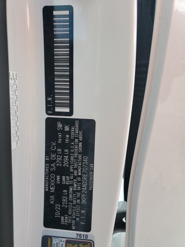 2024 Kia Forte Lx VIN: 3KPF24AD5RE707340 Lot: 81382395