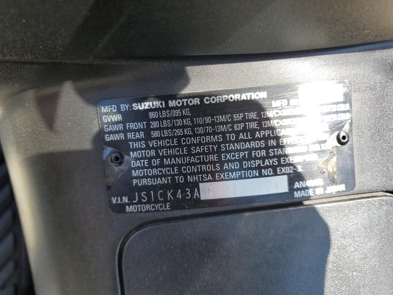 2006 Suzuki An400 K3 VIN: JS1CK43A862100664 Lot: 70621395