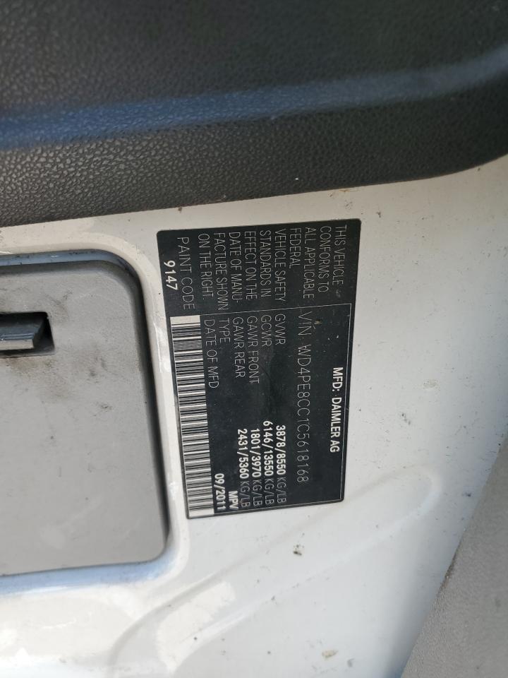 2012 Mercedes-Benz Sprinter 2500 VIN: WD4PE8CC1C5618168 Lot: 71217665