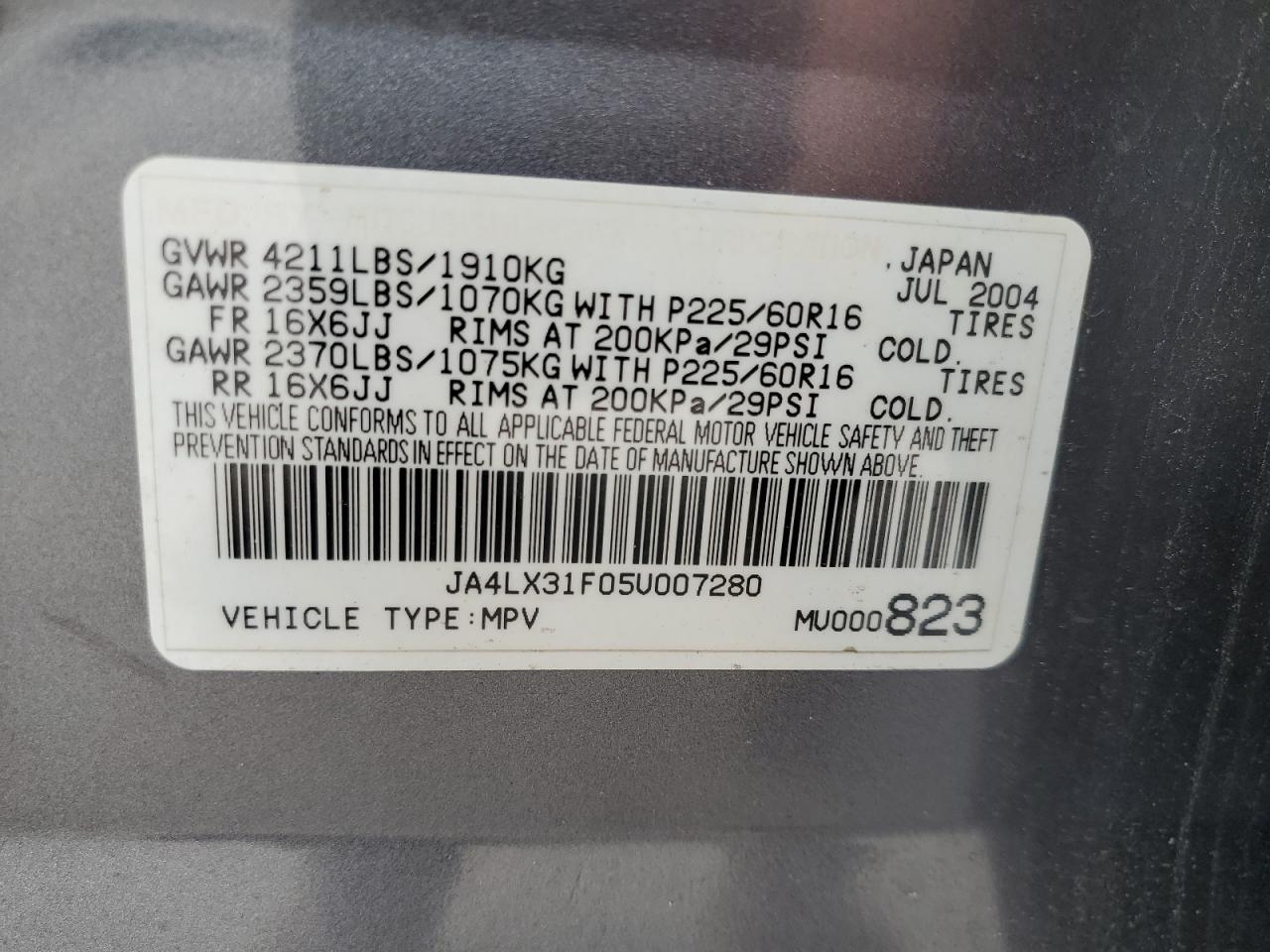 2005 Mitsubishi Outlander Ls VIN: JA4LX31F05U007280 Lot: 70577075