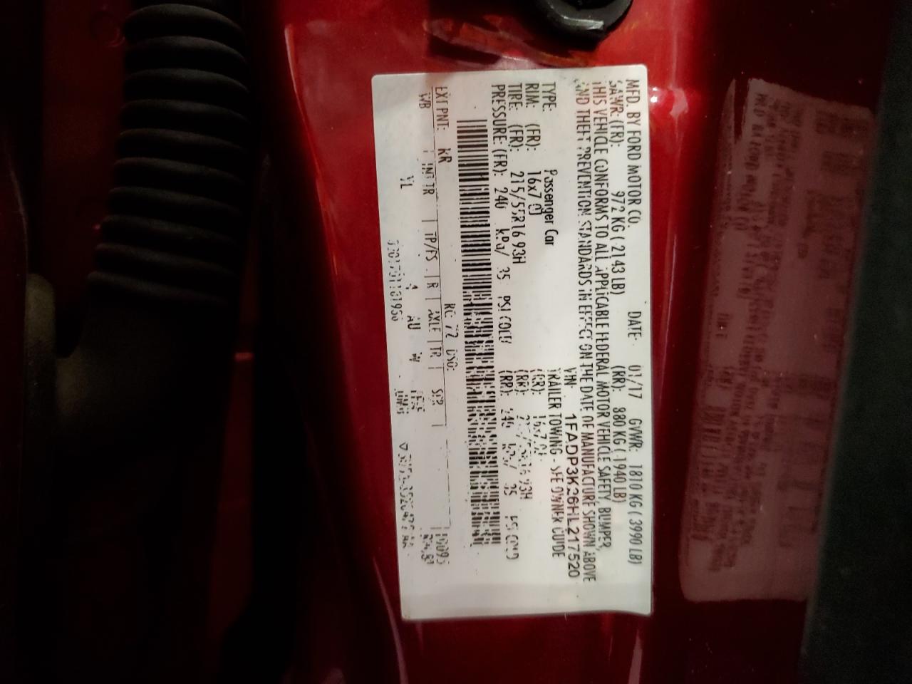 2017 Ford Focus Se VIN: 1FADP3K26HL217520 Lot: 81222015