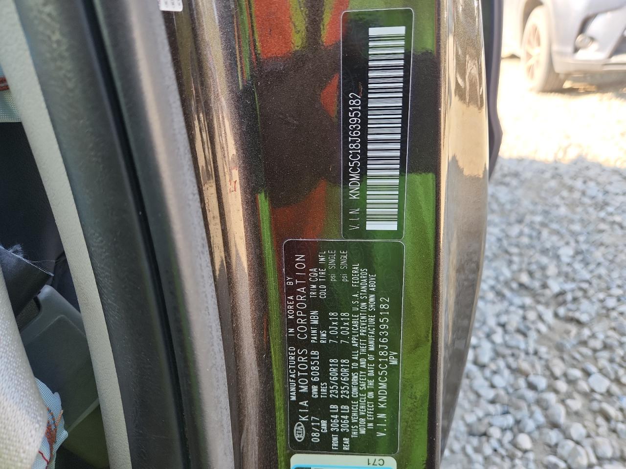 2018 Kia Sedona Ex VIN: KNDMC5C18J6395182 Lot: 80698545