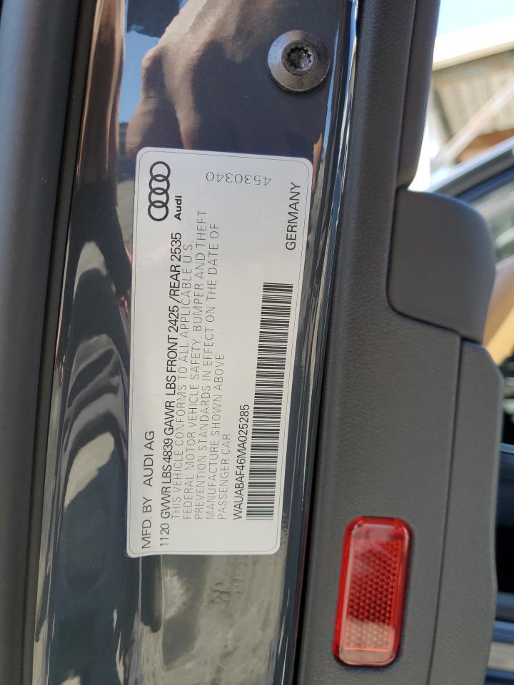 2021 Audi A4 Premium 40 VIN: WAUABAF46MA025285 Lot: 81258665