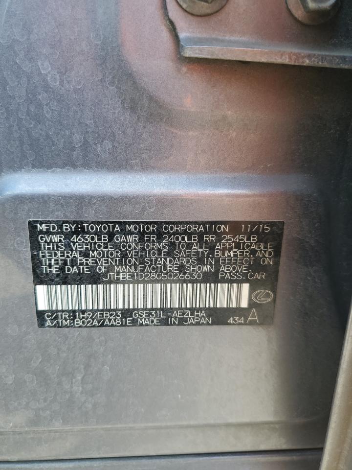 2016 Lexus Is 350 VIN: JTHBE1D28G5026630 Lot: 71179765