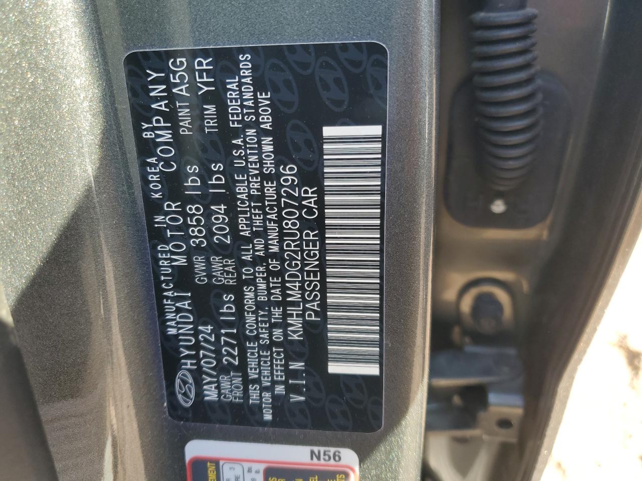 2024 Hyundai Elantra Sel VIN: KMHLM4DG2RU807296 Lot: 81310775