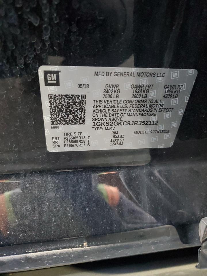 2018 GMC Yukon Xl K1500 Slt VIN: 1GKS2GKC9JR352112 Lot: 80488915