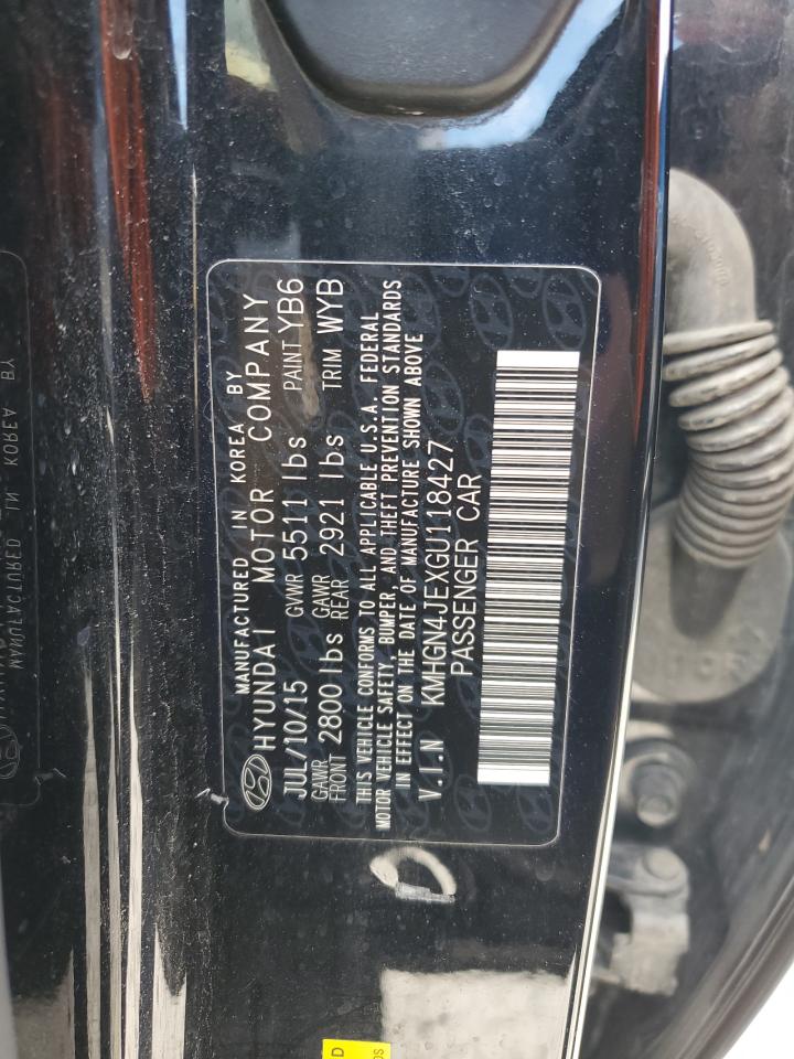 2016 Hyundai Genesis 3.8L VIN: KMHGN4JEXGU118427 Lot: 80609665