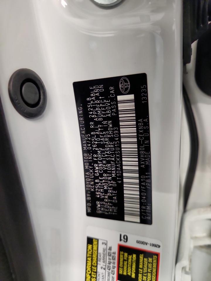 2025 Toyota Camry Xse VIN: 4T1DAACKXSU154093 Lot: 71399625