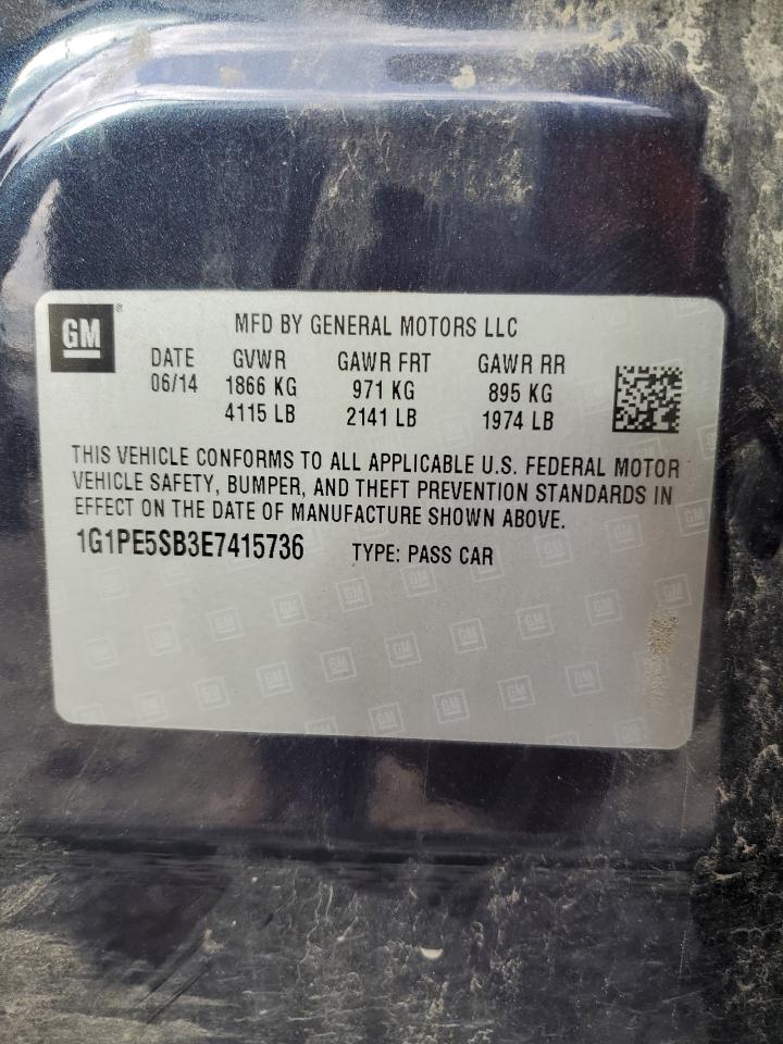 2014 Chevrolet Cruze Lt VIN: 1G1PE5SB3E7415736 Lot: 83842055