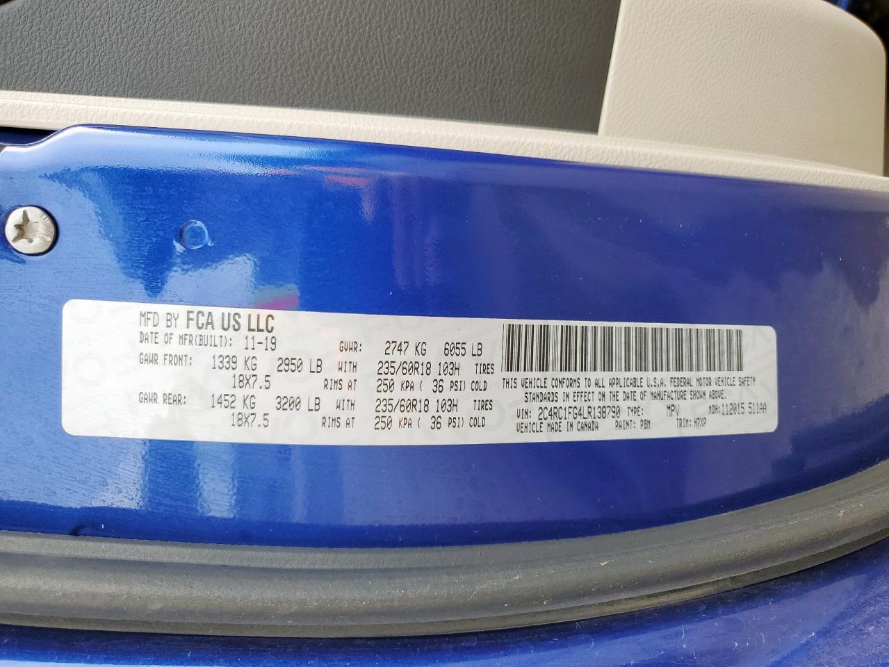 2020 Chrysler Pacifica Touring VIN: 2C4RC1FG4LR138790 Lot: 81315485