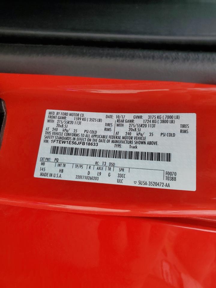 2018 Ford F150 Supercrew VIN: 1FTEW1E56JFB18633 Lot: 84246825