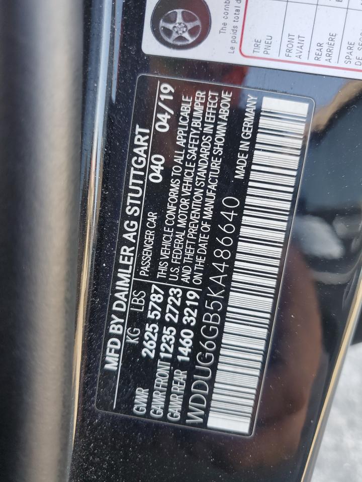 2019 Mercedes-Benz S 450 VIN: WDDUG6GB5KA486640 Lot: 81088535