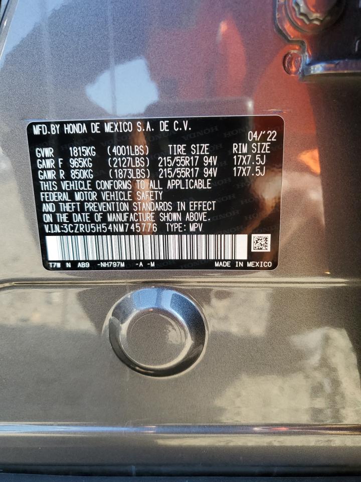 2022 Honda Hr-V Ex VIN: 3CZRU5H54NM745776 Lot: 71721535