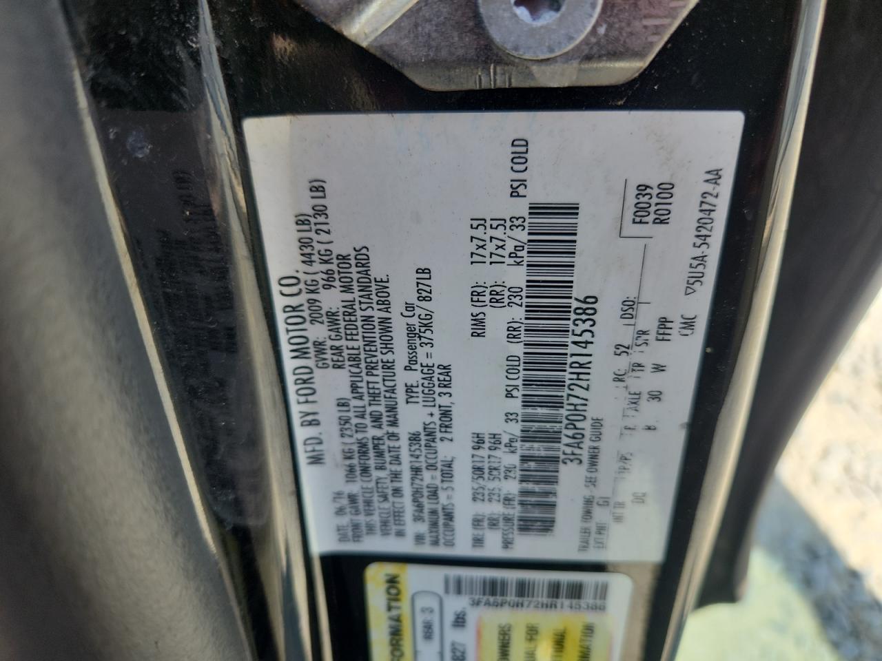 2017 Ford Fusion Se VIN: 3FA6P0H72HR145386 Lot: 71049125