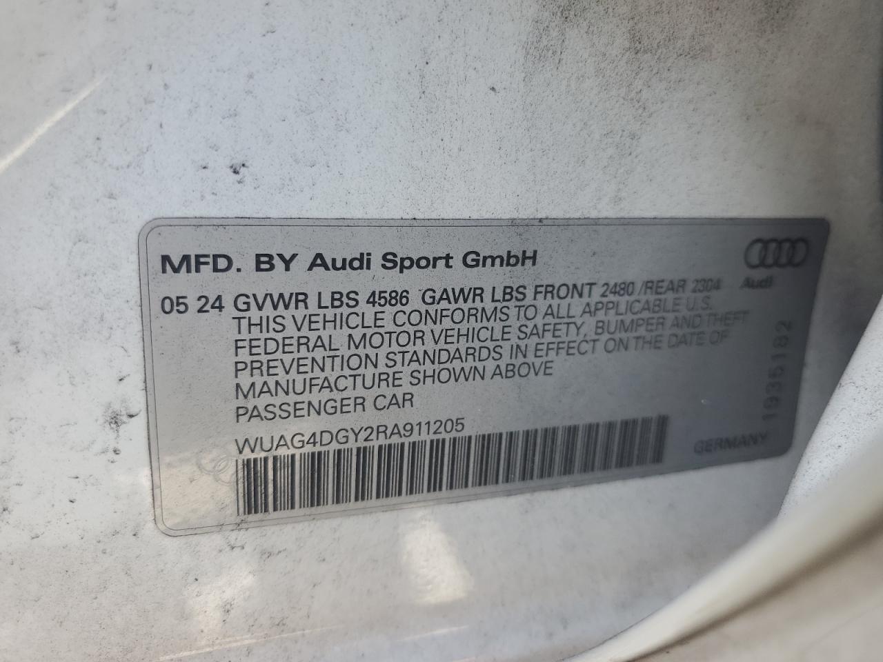 2024 Audi Rs3 VIN: WUAG4DGY2RA911205 Lot: 70715325