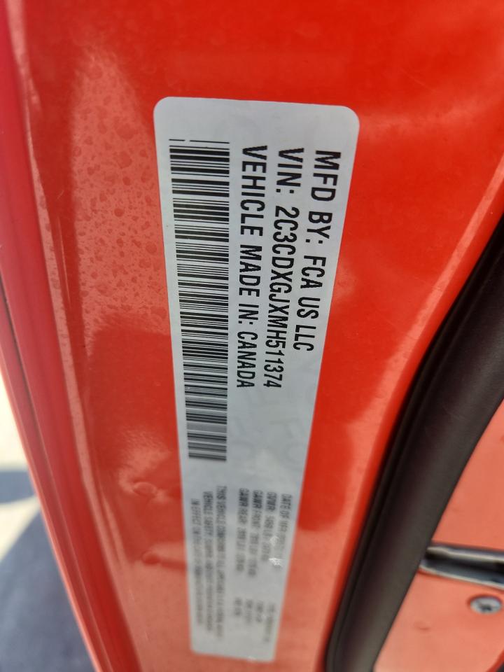 2021 Dodge Charger Scat Pack VIN: 2C3CDXGJXMH511374 Lot: 81286565