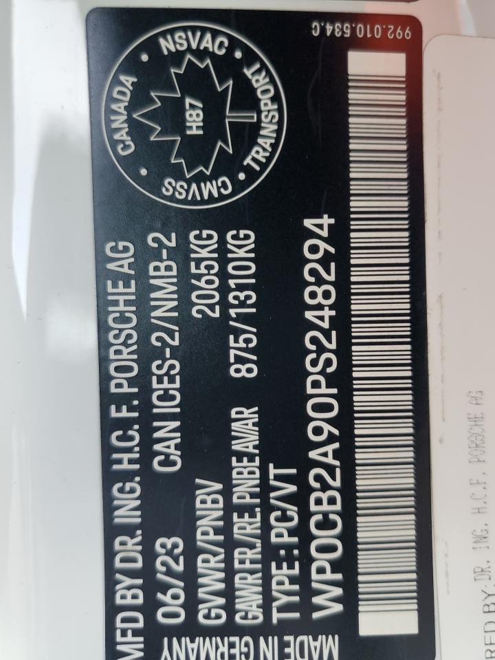 2023 Porsche 911 Carrera S VIN: WP0CB2A90PS248294 Lot: 84617995