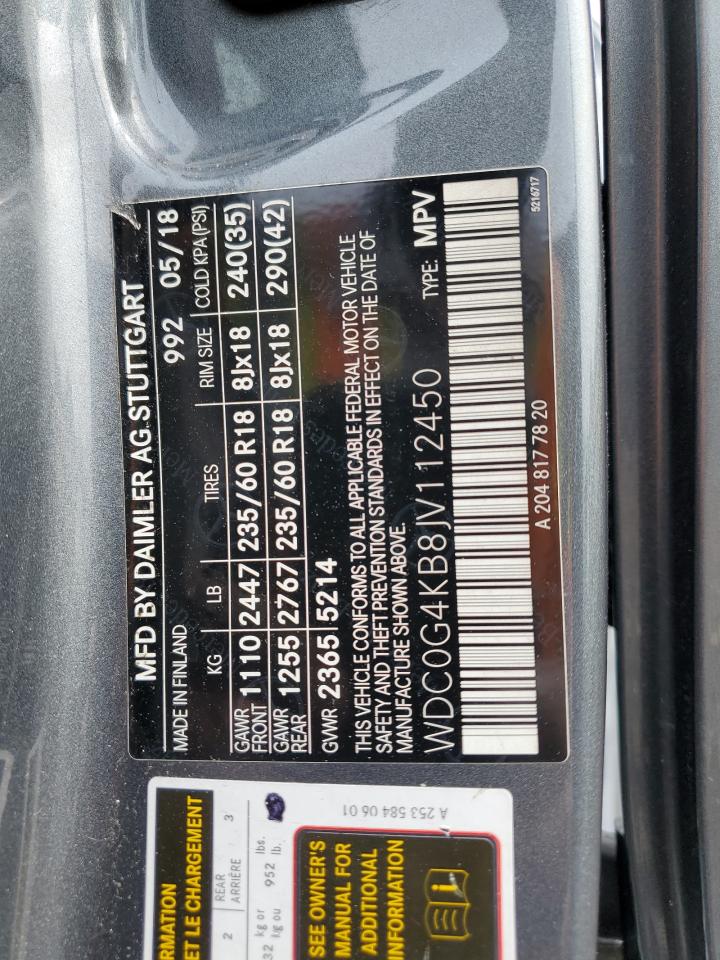 2018 Mercedes-Benz Glc 300 4Matic VIN: WDC0G4KB8JV112450 Lot: 81779595