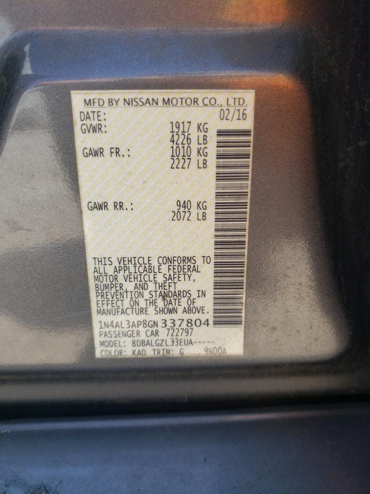 2016 Nissan Altima 2.5 VIN: 1N4AL3AP8GN337804 Lot: 80211075