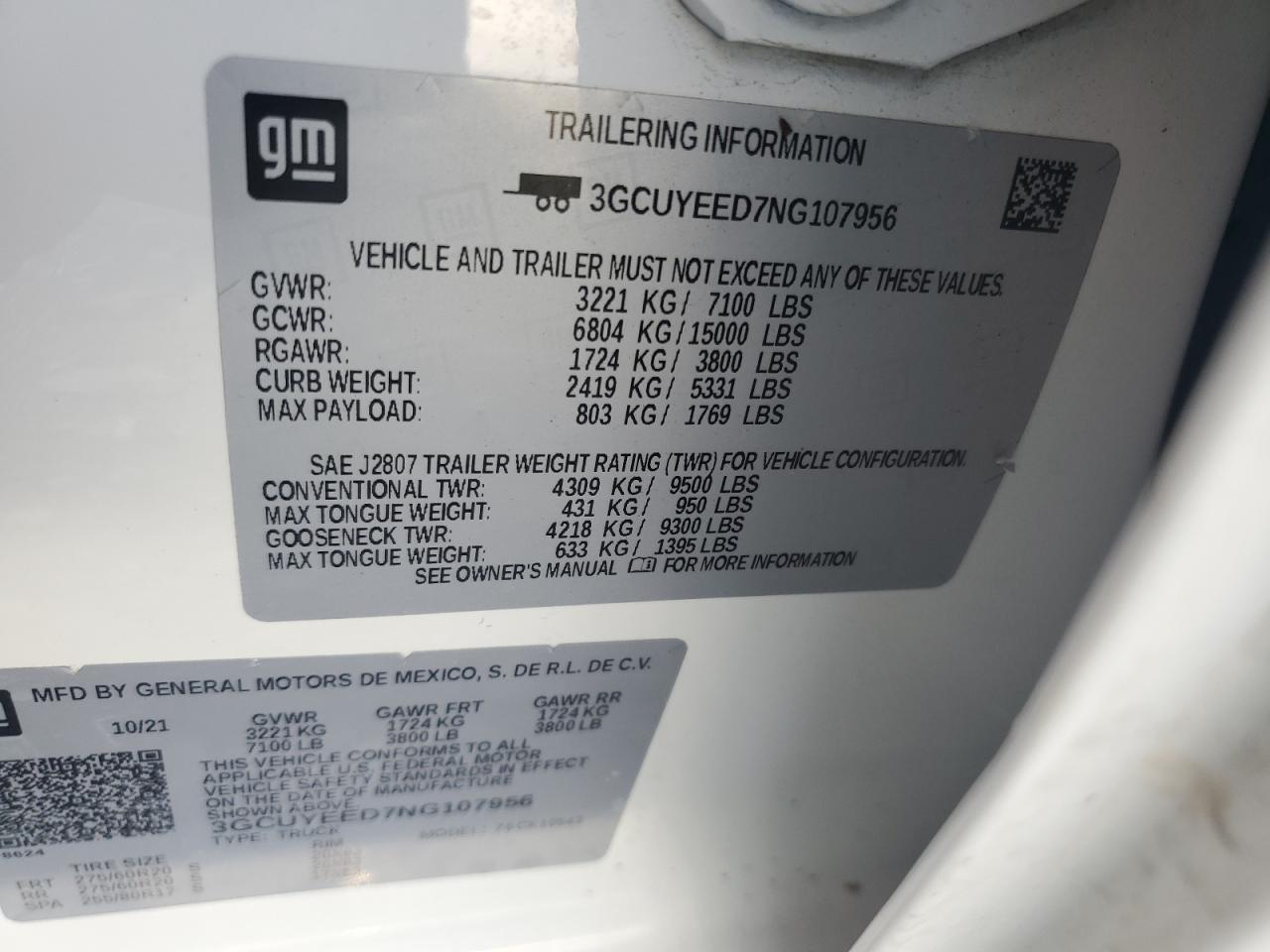 2022 Chevrolet Silverado Ltd K1500 Rst VIN: 3GCUYEED7NG107956 Lot: 70918985