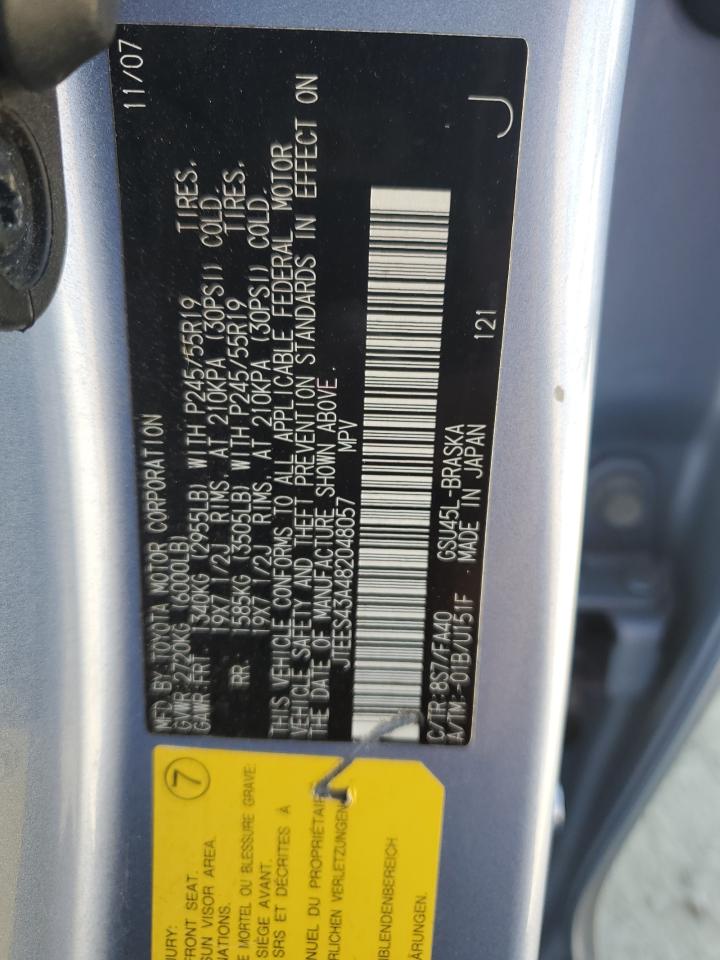 2008 Toyota Highlander Sport VIN: JTEES43A482048057 Lot: 81224175