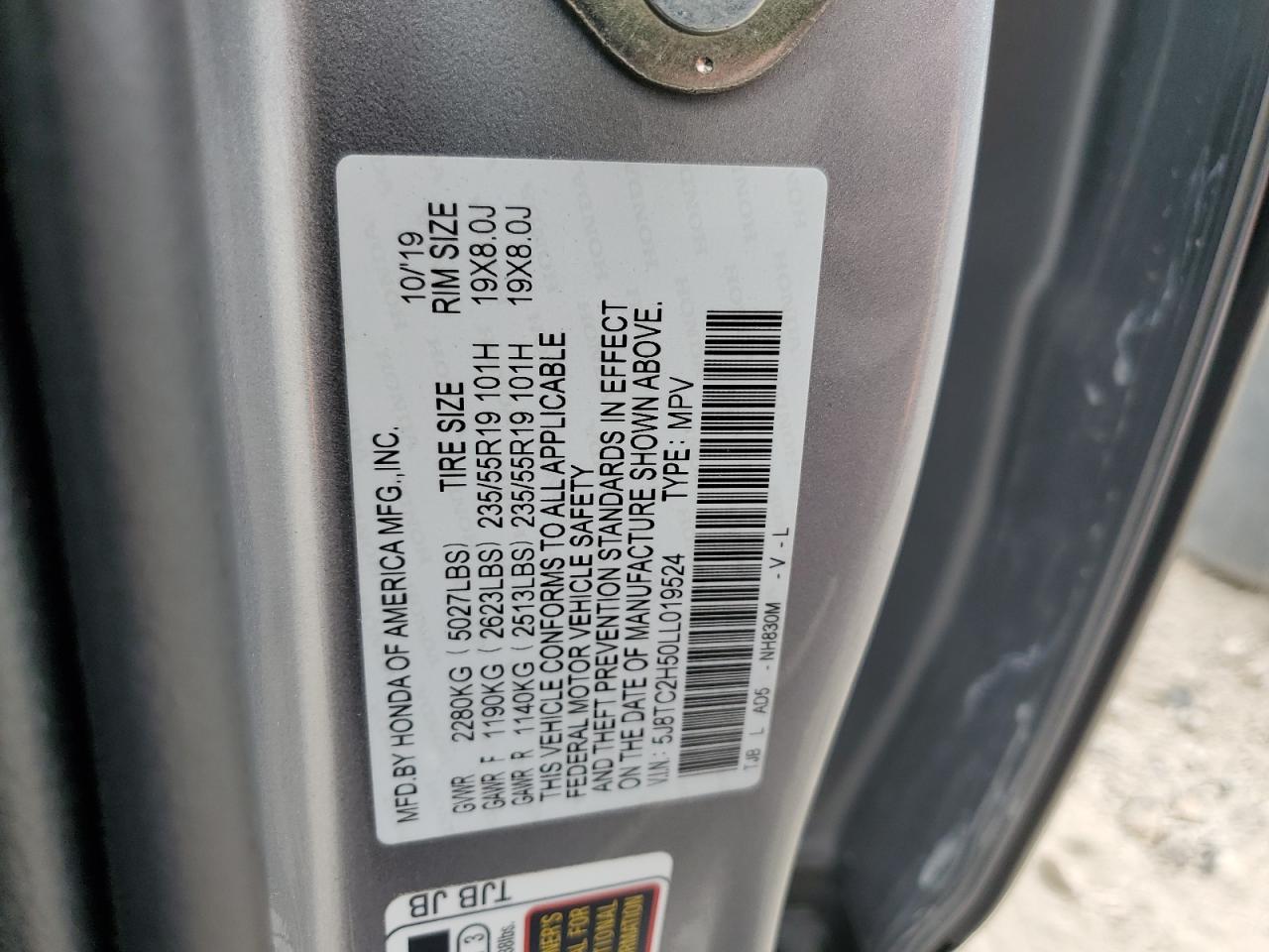 2020 Acura Rdx Technology VIN: 5J8TC2H50LL019524 Lot: 82039635