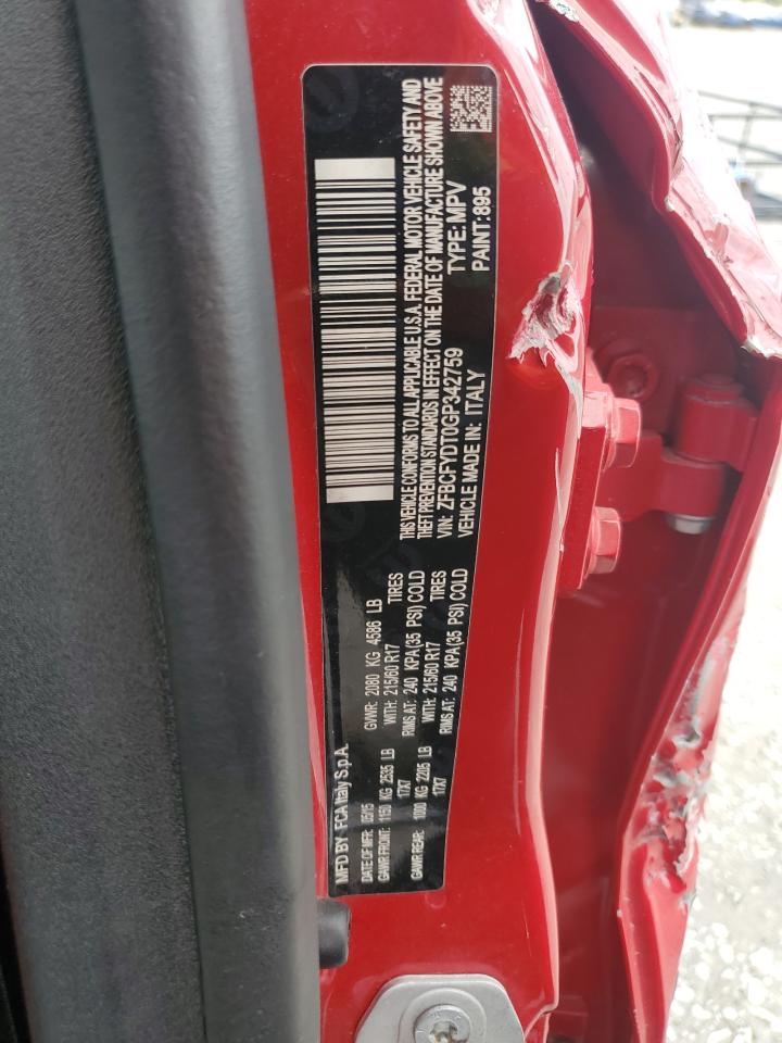 2016 Fiat 500X Lounge VIN: ZFBCFYDT0GP342759 Lot: 84776925