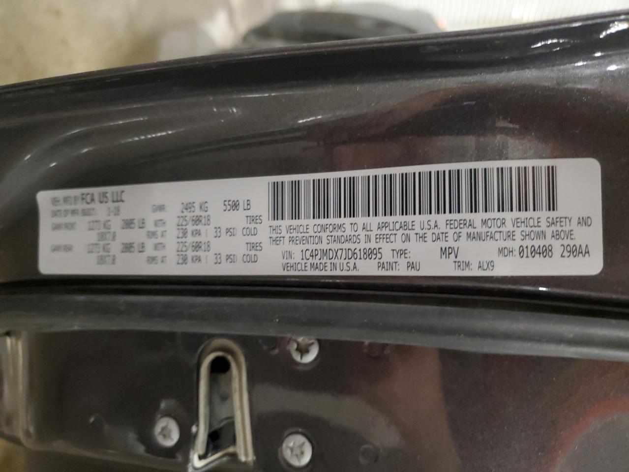 2018 Jeep Cherokee Limited VIN: 1C4PJMDX7JD618095 Lot: 80801245