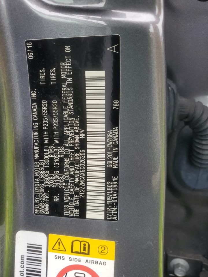 2016 Lexus Rx 350 VIN: 2T2ZZMCAXGC026206 Lot: 70510225