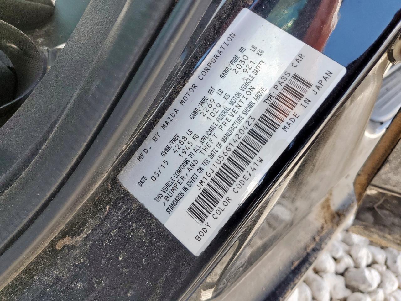 2016 Mazda 6 Sport VIN: JM1GJ1U56G1420423 Lot: 82074845