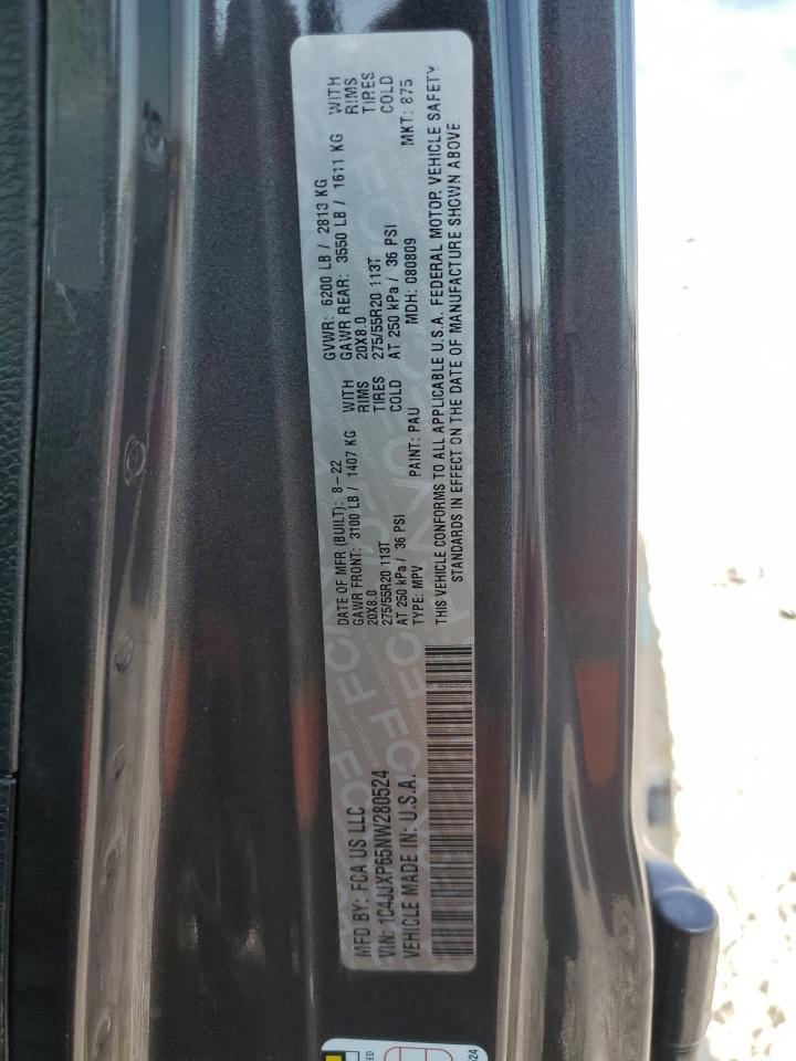 2022 Jeep Wrangler Unlimited Sahara 4Xe VIN: 1C4JJXP65NW280524 Lot: 69735105