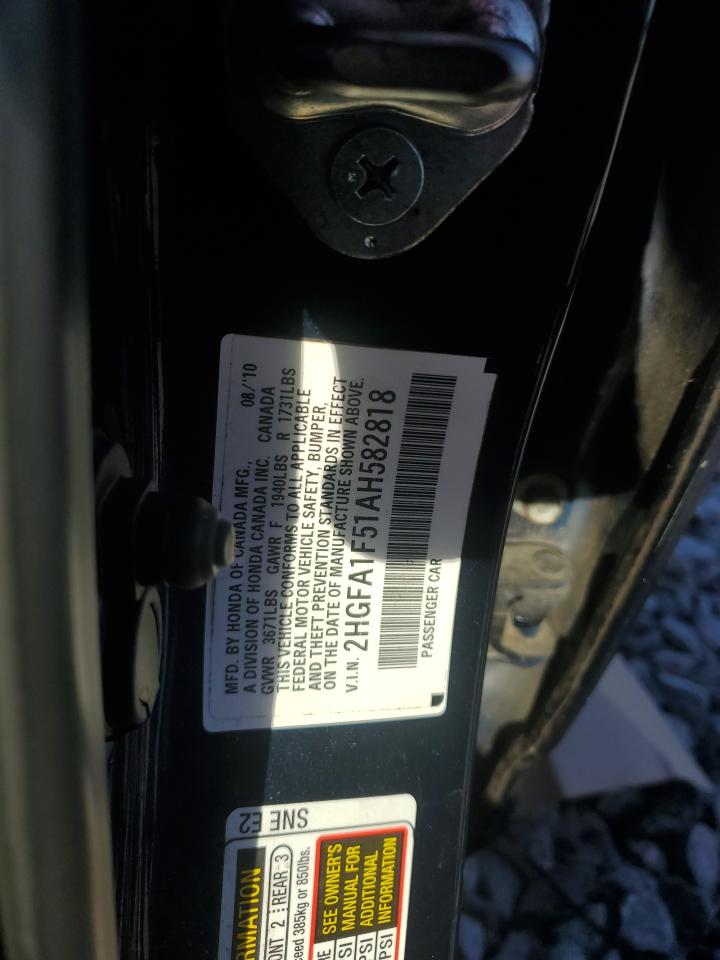 2010 Honda Civic Lx VIN: 2HGFA1F51AH582818 Lot: 81413425