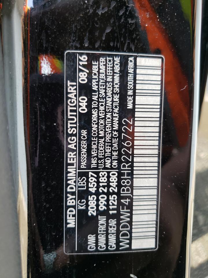 2017 Mercedes-Benz C 300 VIN: WDDWF4JB8HR226722 Lot: 72016385