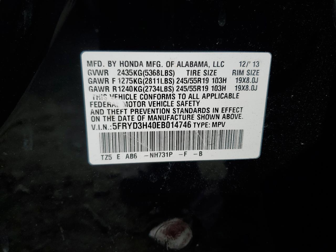 2014 Acura Mdx Technology VIN: 5FRYD3H40EB014746 Lot: 81112895