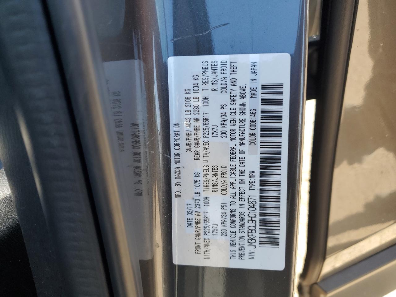 2017 Mazda Cx-5 Touring VIN: JM3KFBCL9H0104871 Lot: 84008125