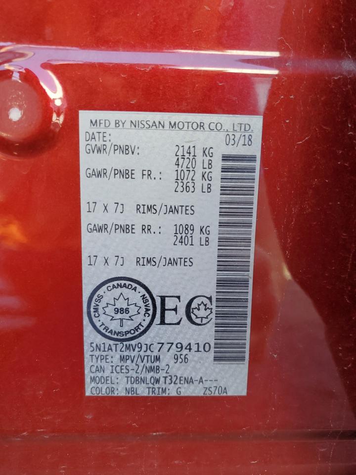 2018 Nissan Rogue S VIN: 5N1AT2MV9JC779410 Lot: 83962755