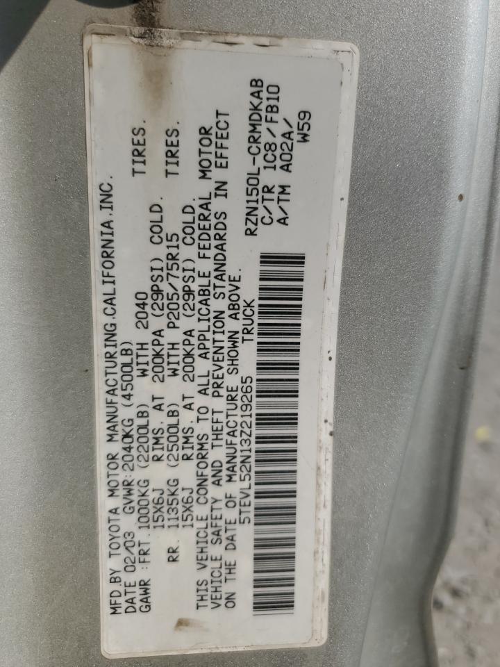 2003 Toyota Tacoma Xtracab VIN: 5TEVL52N13Z219265 Lot: 71543585