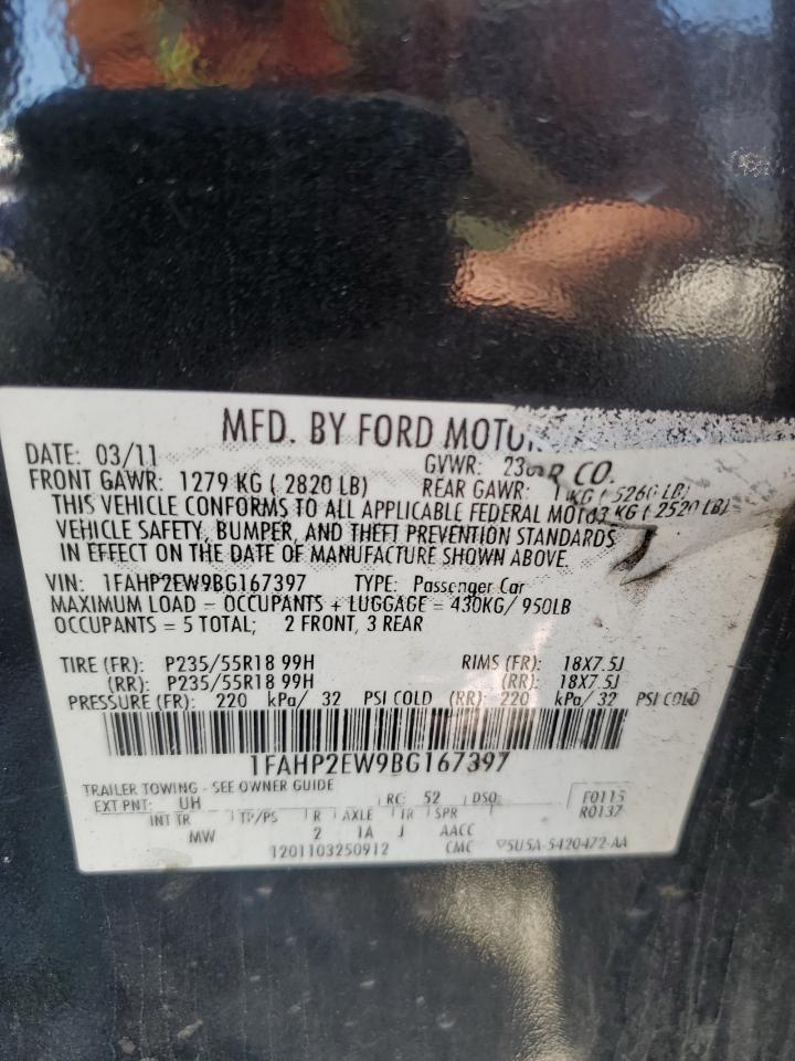 2011 Ford Taurus Sel VIN: 1FAHP2EW9BG167397 Lot: 84469775