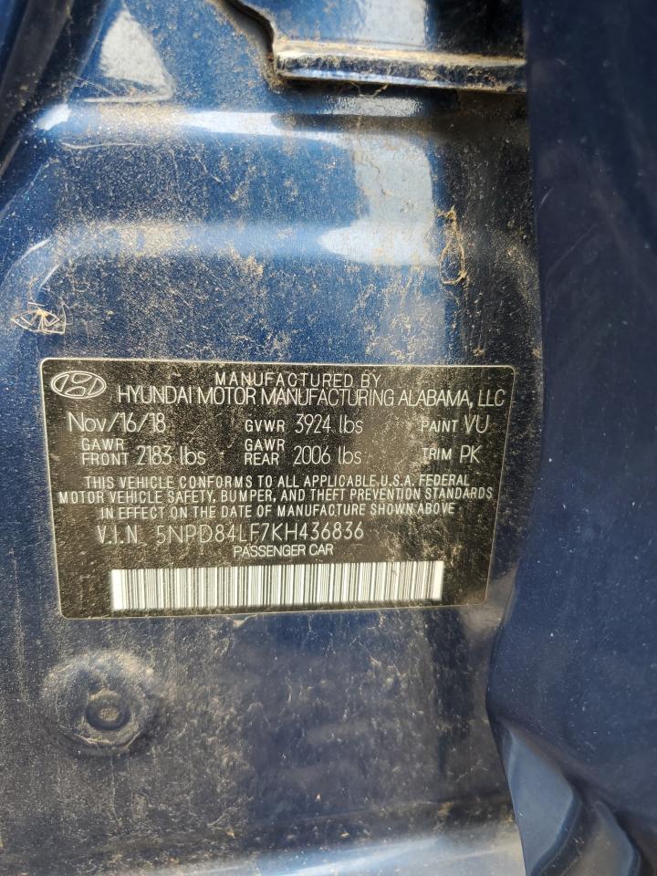 2019 Hyundai Elantra Sel VIN: 5NPD84LF7KH436836 Lot: 84462795