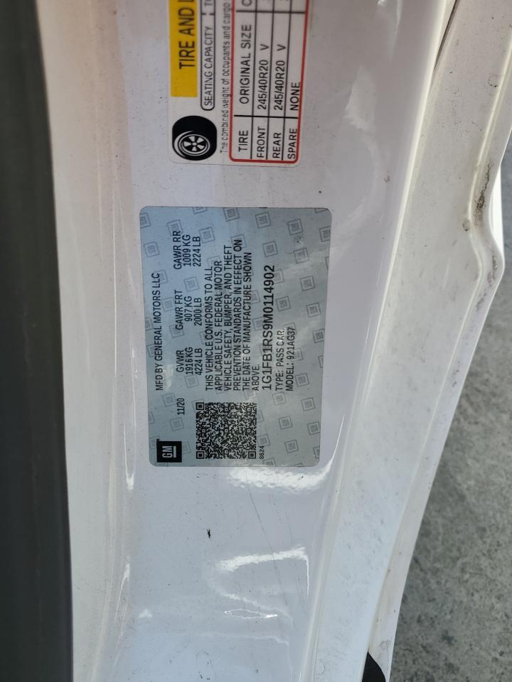 2021 Chevrolet Camaro Ls VIN: 1G1FB1RS9M0114902 Lot: 71911715