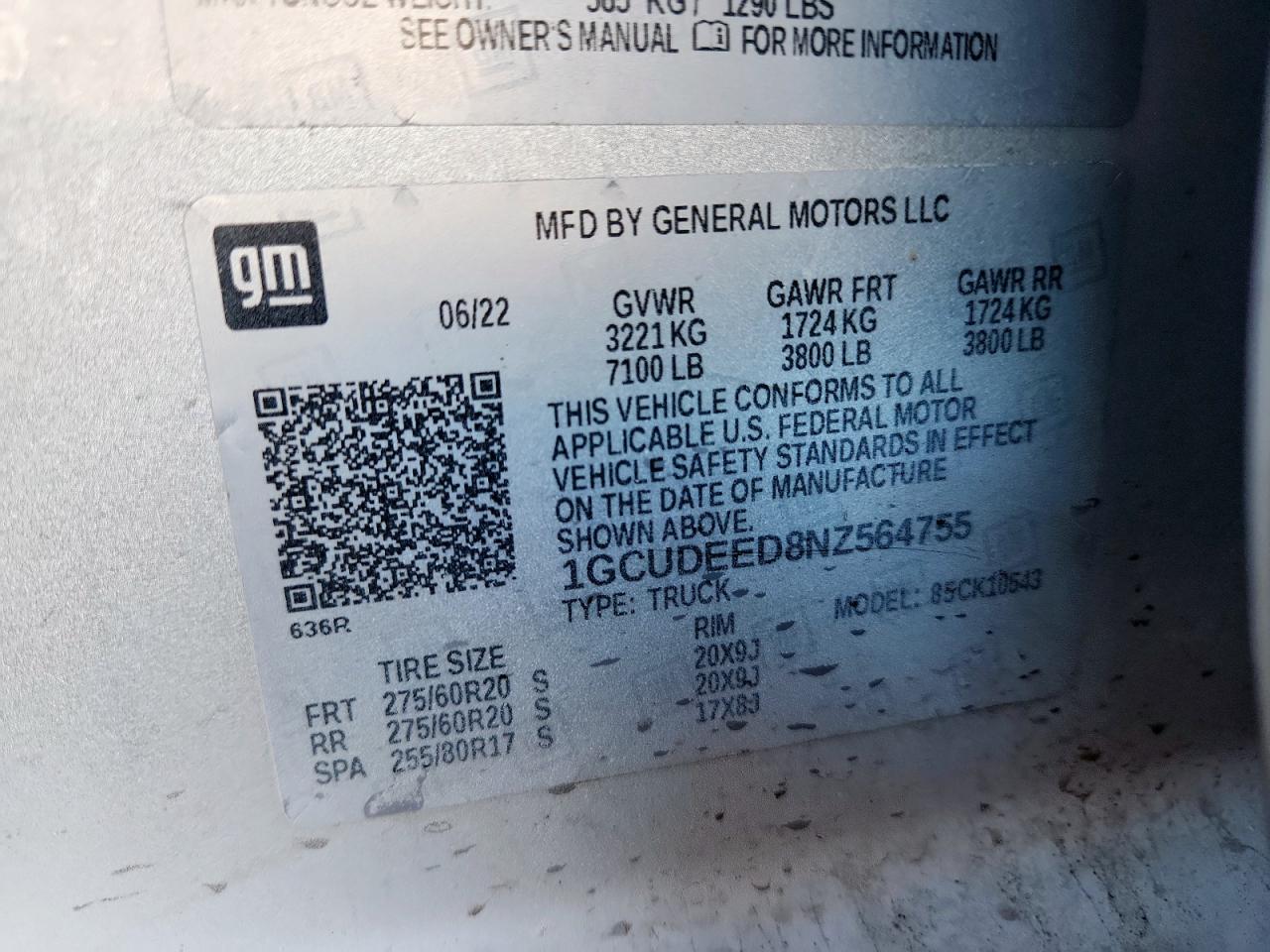 2022 Chevrolet Silverado K1500 Rst VIN: 1GCUDEED8NZ564755 Lot: 71965545