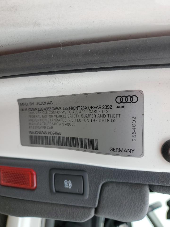 2017 Audi A4 Premium VIN: WAUGNAF46HN024587 Lot: 81870635