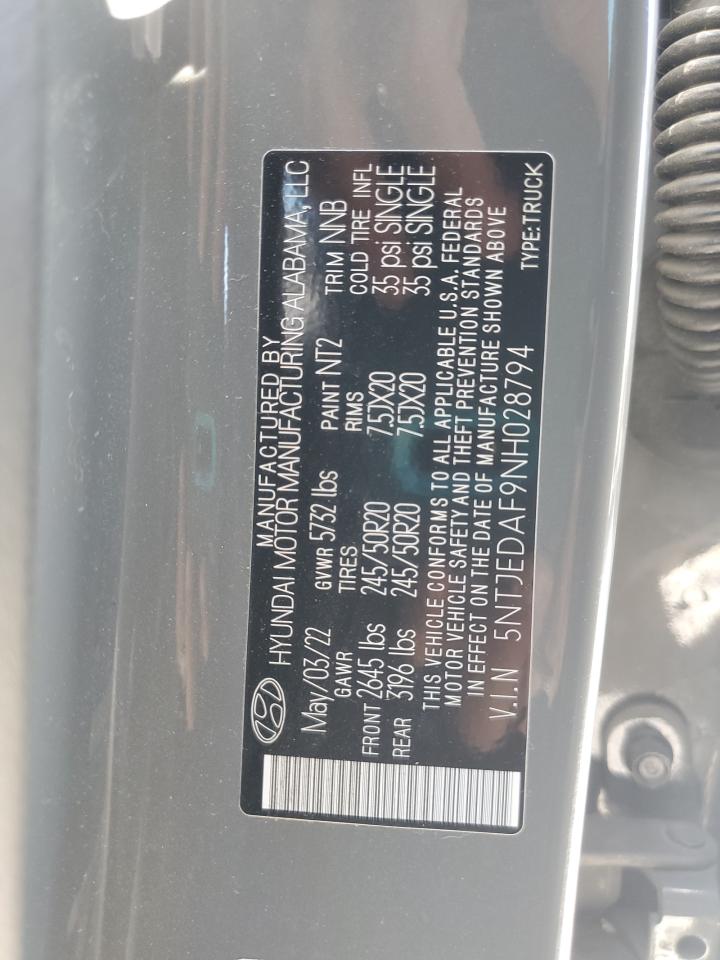 2022 Hyundai Santa Cruz Limited VIN: 5NTJEDAF9NH028794 Lot: 80818665