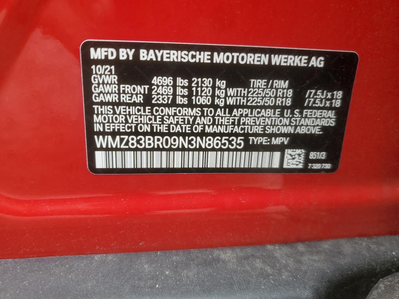 2022 Mini Cooper S Countryman All4 VIN: WMZ83BR09N3N86535 Lot: 81814125