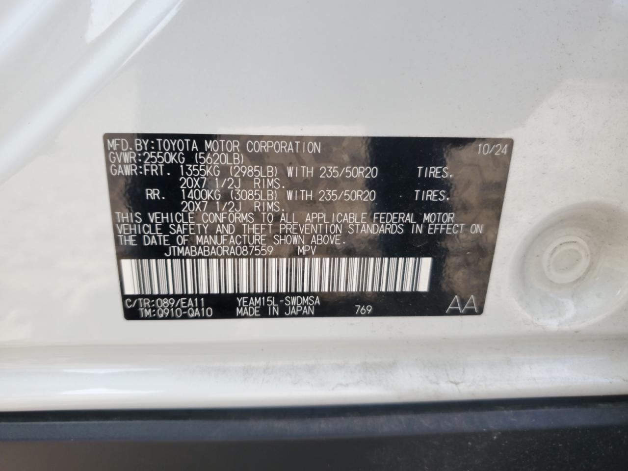 2024 Subaru Solterra Premium VIN: JTMABABA0RA087559 Lot: 80262585