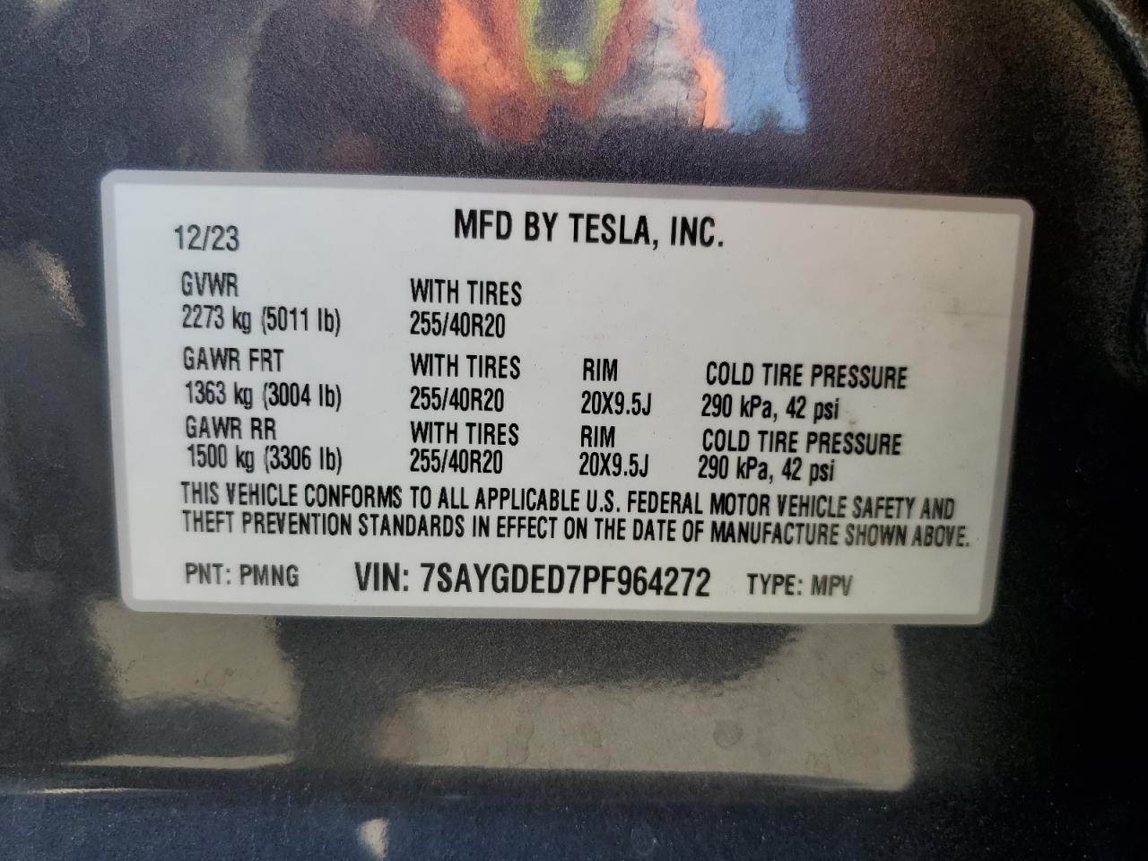 2023 Tesla Model Y VIN: 7SAYGDED7PF964272 Lot: 82132315