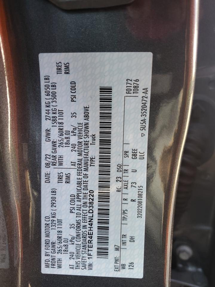 2022 Ford Ranger Xl VIN: 1FTER4EH4NLD38220 Lot: 81675855